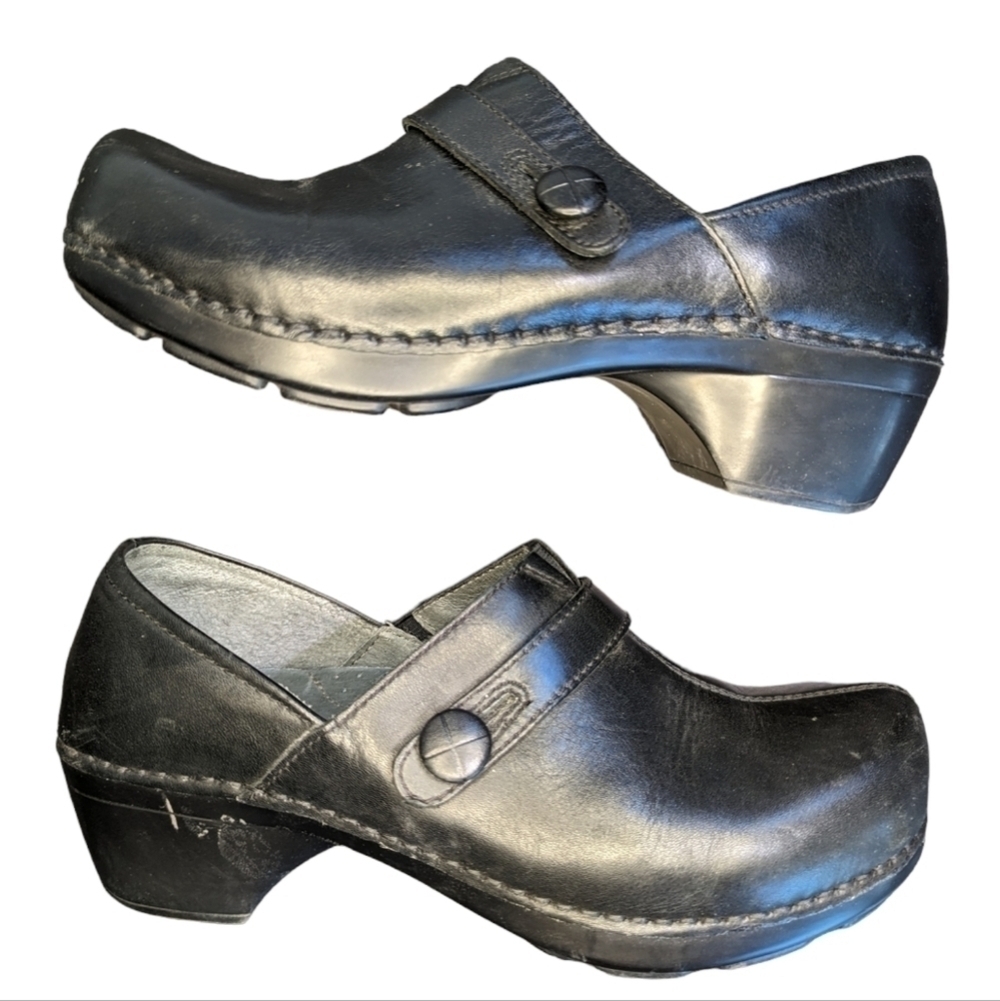Dansko Black Leather Clogs Size 39 Comfort Nurse Shoes